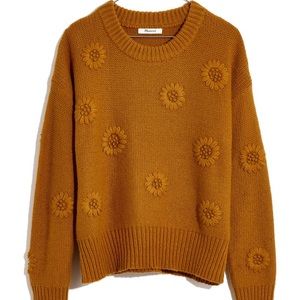 Madewell Flower Embroidered Pullover Sweater